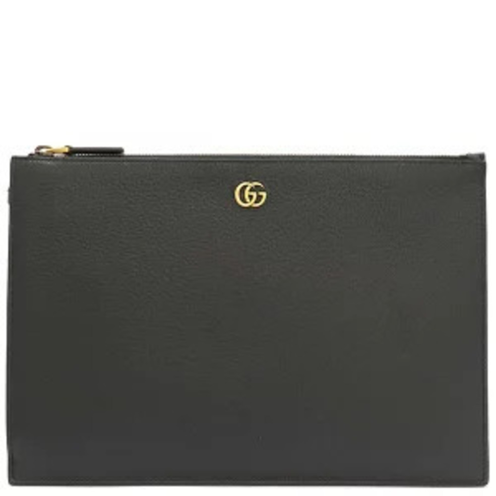 Gucci GG Marmont Clutch Bag Black Leather Shoulder Pouch